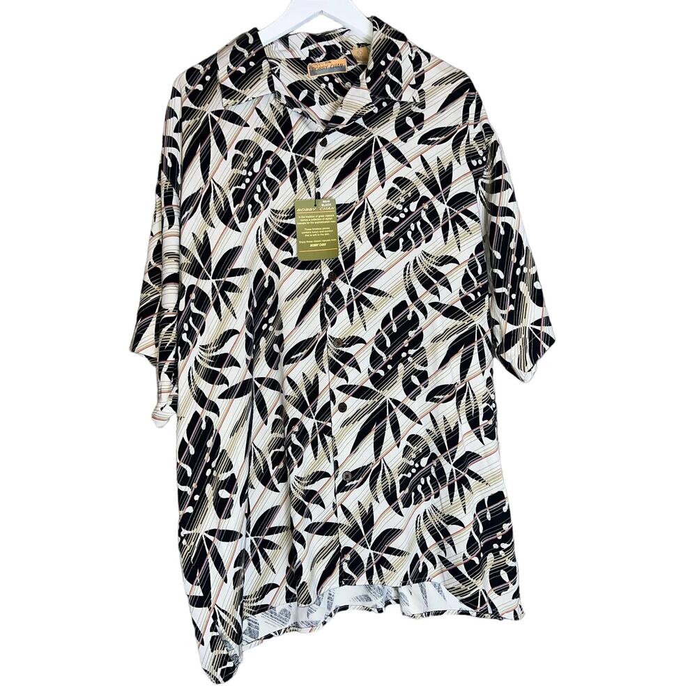 Bobby Chan 100% Silk Men’s Hawaiian tropical short sleeve resort wear Large NWT